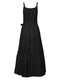 Solid Color Straps Ruffle Plus Size Holiday Knotted Dress - Black