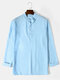 Mens Solid Basics Long Sleeve Henley Shirts - Blue