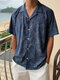 Mens Floral Print Revere Collar Vacation Short Sleeve Shirt - Blue