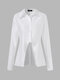 Solid Lapel Button Down Shirt - White