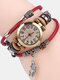 Vintage Braided Quartz Small Dial Thin Belt Goldfish Pendant Belt Bracelet Watch - Red
