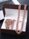 3 Pcs/Set Alloy Stainless Steel Men Women Business Watch Decorated Pointer Quartz Watch Bracelet Necklace - Rose Gold