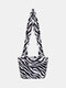 Women Plush Fluffy Cow Zebra Pattern Shoulder Bag Handbag - 01