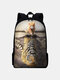 Women Men Inverted Image Cat Dog Pattern Printing Large Capacity Backpack - #02
