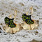 Bohemia 14K Gold Plated Color Separation Earrings  Rhinestone Leaf Pendant Earrings - Gold