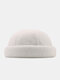 Unisex Cotton Solid Color Dome Adjustable Warmth Brimless Beanie Landlord Cap Skull Cap - White