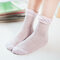 Women Cotton Ultra-Thin Solid Pure Color Ice Silk Mesh Breathable Lace Pine Ankle Socks - Purple