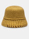 Unisex Cotton Knitted Color Contrast Woven Brim All-match Warmth Bucket Hat - Yellow
