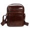 Men Genuine Leather Business Multi-pocket Shoulder Bag Phone Bag - Dark Brown