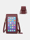 Women Faux Leather Fashion Multifunction Solid Color Crossbody Bag Phone Bag - Wine Red