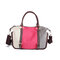 Women Canvas Patchwork Hangbag Large Capacity Leisure Crossbody Bag - Red