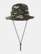 Unisex Cotton Solid Color Concealed Adjustment Strap Sunshade Bucket Hat - Camouflage