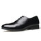 Men Pure Color Leather Slip Resistant Business Casual Formal Dress Shoes - Black