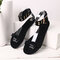 Big Size Women Summer Transparent Ankle Strap Buckle Flat Sandals - Black