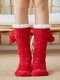 Women Home Carpet Sock Fur Warm Plush Bedroom Non-slip Soft Indoor Comfy Floor Sock - Wine Red
