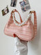 Women Fashion Faux Leather All-match Pearls Chain Handbag Crossbody Bag - Pink