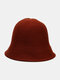 Women Woolen Cloth Solid Color Knitted Casual Warmth Bucket Hat - Brown