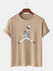 Mens Astronaut Graphic Short Sleeve Basic Tees T-shirts - Khaki