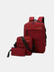 Men 3 PCS USB Charging Outdoor 15.6 Inch Laptop Backpack - Red