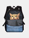 Women Men Dacron Cat Pattern Printing Large Capacity Backpack - #06