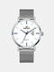 6 Colors Stainless Steel Men Casual Business Watch Decorative Calendar Pointer Quartz Watches - Silver