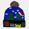 Christmas Snowman Elk Christmas Tree Cuffed Ball Knit Hat - #03