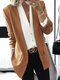 Solid Color Slim Suit Long Sleeve Jacket For Women - Brown