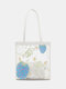 Women 2 PCS Transparent Fruit Vegetable Pattern Printed PVC Shoulder Bag Handbag Tote - White