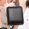 RFID Women Genuine Leather Bifold Short Wallet 4 Card Slot Tassel Solid Coin Purse - Black