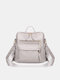 Women Fashion Faux Leather Large Capacity Multi-Carry Backpack Crossbody Bag - Gray