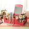  Conteneur de stockage de bureau de boîte de rangement cosmétique en bois de bricolage créatif avec le miroir  - Pastèque rouge