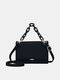 Women Faux Leather Fashion Solid Color Chain Crossbody Bag Shoulder Bag - Black