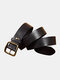 حزام بإبزيم دبوس من النحاس النقي للرجال من الجلد الطبيعي صلب اللون حزام قابل للتعديل الرجعية - أسود