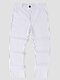 Mens Vertical Stripe Zipper Fly Casual Pants With Pocket - White