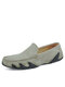 Men Pigskin Leather Driving Shoes Slip On Casual Loafers - Khaki