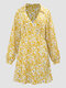 Plus Size V-neck Calico Print Dress - Khaki