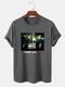Mens Music Show Letter Graphic Cotton Short Sleeve T-Shirts - Dark Gray