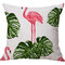 Flamingo Linen Throw Pillow Cover Pattern Watercolour Green Tropical Leaves Monstera Leaf Palm Aloha - #12