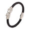 Men's Retro Gold Skull Bangle Bracelet Multicolor Leather Chain  - Black + White