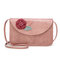 Women Flower Decorational 5.5inch Flap Phone Bag Shoulder Bags Crossbody Bags - Pink