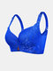 Women Full Cup Gather Breathable Lace Adjusted Straps Cotton Lining Comfy Bra - Blue