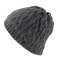 Mens Wool Velvet Knitted Hat Winter Thick Vintage Casual Ear Neck Warm Scarf Beanie Double Use - Gray