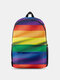 Women Nylon Colorful Cartoon Rainbow Large Capacity Backpack - 7