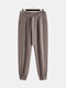 Mens Casual Solid Color Loose Breathable Tie Up Track Pants - Coffee