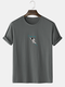 Mens 100% Cotton Cool Astronaut Print Crew Neck Casual Short Sleeve T-Shirts - Dark Gray