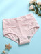 Multi Color Women Lace Cotton Comfy Breathable Antibacterial Mid Waist Panties - Pink