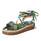 Women Large Size Opened Toe Strappy Platform Casual Espadrilles Sandals - Green
