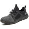 Men Breathable Knitted Fabric Steel Toe Cap Anti Smashing Work Safety Shoes - Grey