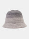 Unisex Wool Knitted Ombre Dome Warmth Fashion Bucket Hat - Light Gray