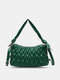 Women Vinatge Faux Leather Wave Pattern Solid Color Crossbody Bag Shoulder Bag - Green